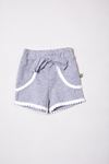 Gray Children's Shorts with Pompom Detail