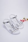 Silver Children's Sandals with Stones