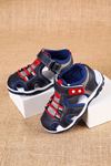 Closed Toe Navy Blue Gray Garnished Children's Sandals