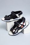 Navy White Garnished Sandals for Boys