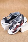 Navy Blue Burgundy Garnished Children's Sandals