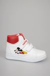 Printed White Boots with Red Velcro Closure