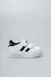 White Baby Shoes with Black Stripes