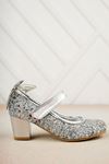 Heeled Back Butterfly Silver Stone Shoes