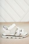 Orthopedic Pad White Sandals with Silver Garnish