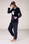 Printed Fleece Pajama Set with Pockets