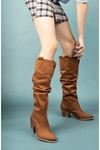 Tan Suede Long Cowboy Boots