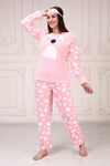 Plus Size Fleece Pajama Set with Eye Patches