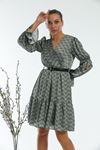 Patterned Belted Dress