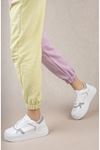 White Sneakers with Poly Sole Mekval Stitching Gray Garnish