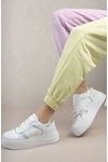 Poly Sole Mekval Stitching White Sneakers with Silver Garnish