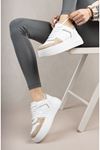 Poly Sole Mekval Stitching Mink Garnished White Sneakers