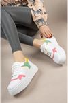 Poly Sole Mekval Stitching Yellow Garnished White Sneakers