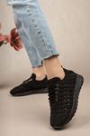 Lace-up Braided Black Shoes
