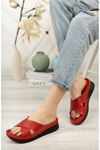 Cross Tape Red Slippers