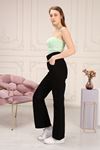 Elasticized Flared Trousers with Piping