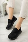 Silvery Sole Black Shoes with Stones