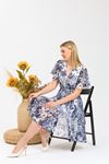 V Neck Patterned Midi Length Dress