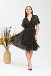 V-Neck Midi Length Dress with Polka Dots