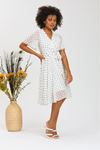 V-Neck Midi Length Dress with Polka Dots