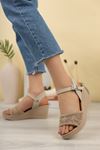 Filled Heel Braided Single Strap Women's Sandals