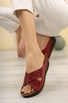 Orthopedic Sole Cross Band Laser Women's Slippers