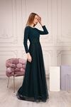 Long Sleeve Women's Evening Dress with Striped Waist