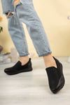 Silvery Sole Black Shoes with Stones