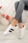 White with Black Stripe Sneakers