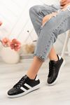 White Sneakers with Black Stripe