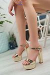 Open Back High Platform Gold Women's Sandals