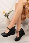 Padded Sole Ankle Buckle Black IRM Skin Shoes