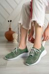 Green Sneakers with Braided Laces