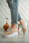 Braided Lace-Up Cream Sneakers