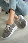 Braided Lace-up Gray Sneakers