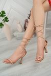 Women's Single Strap Ankle Lace-up Sandals with Goblet Heel