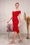 Low Shoulder Women's Dress with Ruffled Skirt