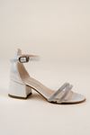 Heeled Two Bias Stone Sandals for Girls