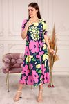 Floral Patterned Half Sleeve Women's Dress
