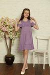 Girl's Dress with Shoulder Window and Ruffle Chest