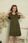 Girl's Dress with Shoulder Window and Ruffle Chest