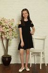 Girl's Dress with Shoulder Window and Ruffle Chest