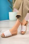 Eva Sole Braided White Women's Slippers