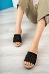 Eva Sole Braided Black Women's Slippers