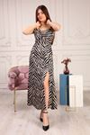 Zebra Desenli Askılı Saten Kadın Elbise