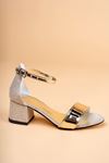 Heeled Single Band Gold Girl's Sandals