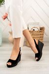 Women's Black Suede Shoes with Padded Sole Open Front