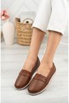 Orthopedic Sole Metal Detailed Tan Women's Shoes