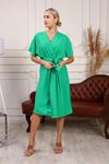 Belted V-Neck Women's Dress