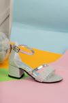 Heeled Double Band Silver Girl's Sandals